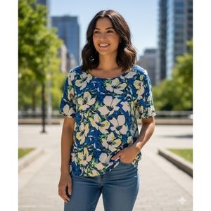 J. Crew Factory Short Sleeve Floral Boxy Fit Top